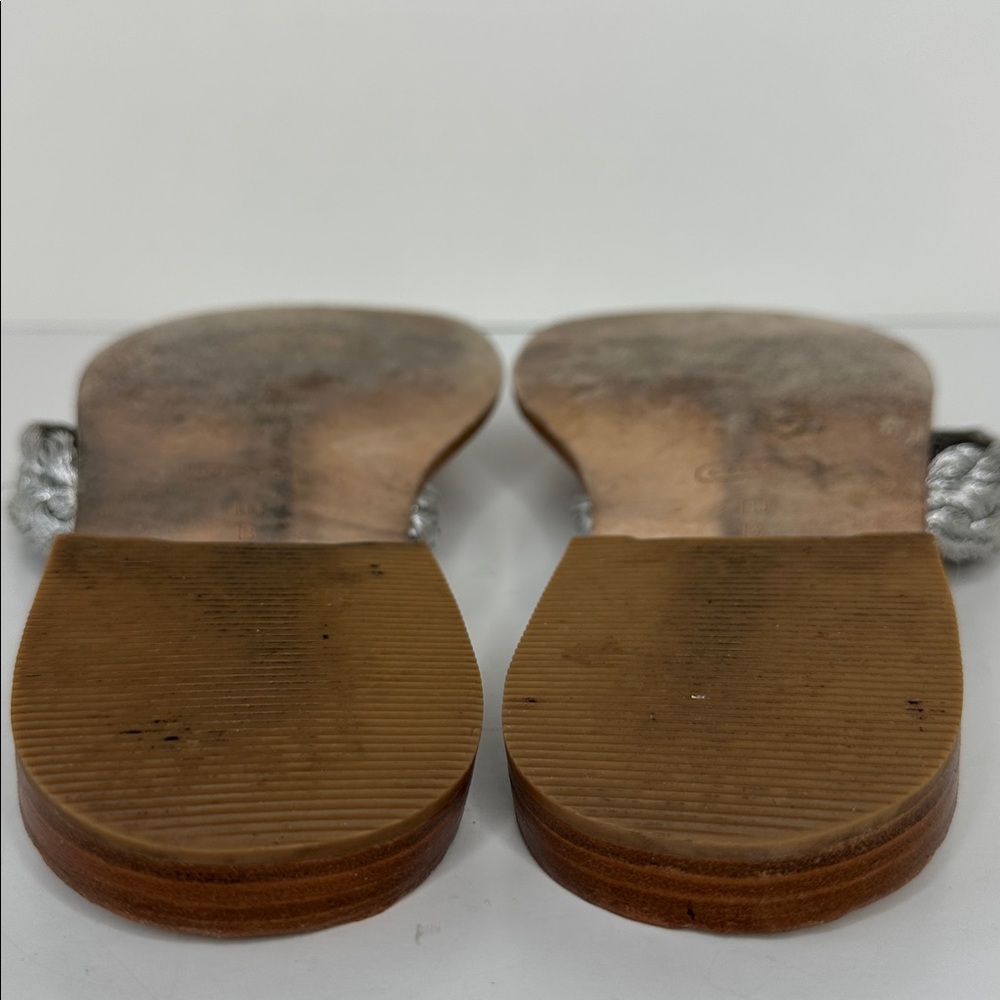 Vintage Coach Robyn Braided Thong Sandal Women's Size 10 Silver Signature C Logo - Picture 12 of 14